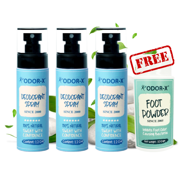 OdorX Natural Deodorant X3 - Free Foot Powder